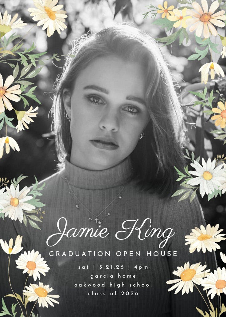 Lazy daisy frame - graduation party invitation